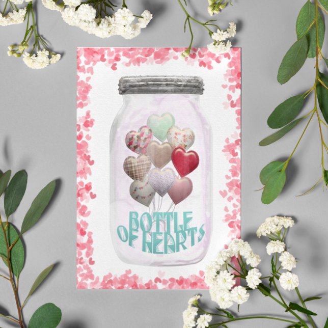 Carte Postale Heureuse Sainte-Valentin Mason Jar Bouteille de Co (Créateur téléchargé)