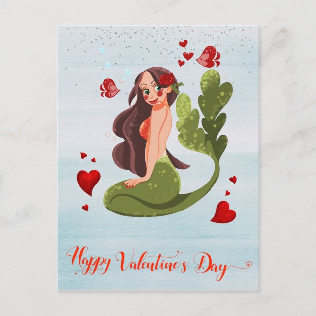 Carte Postale Heureuse Sainte-Valentin Mermaid Love (Devant)