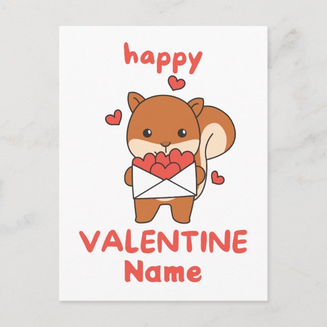 Carte Postale Heureuse Sainte-Valentin mignon écureuil (Devant)