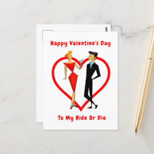Carte Postale Heureuse Sainte-Valentin Ride ou Die