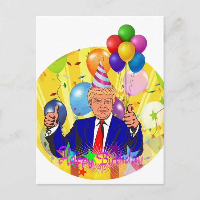 Carte Postale heureux anniversaire trump (Devant)