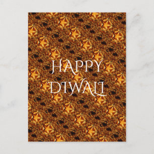Carte Postale Heureux Diwali Salutation or cuivre brillant étoil
