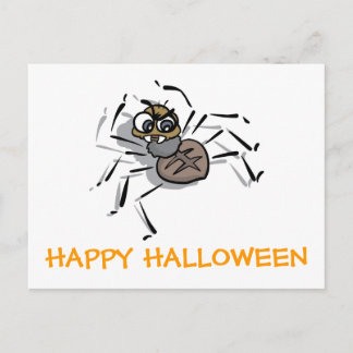 CARTE POSTALE HEUREUX HALLOWEEN SPIDER