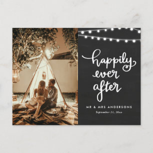 Carte Postale Heureux toujours après   Chalkboard Mariage photo