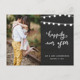 Carte Postale Heureux toujours après   Chalkboard Mariage photo