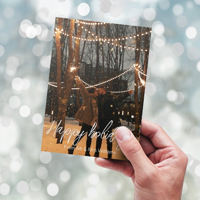 Carte Postale heureux vacances écriture blanche m&mrs photo (Créateur téléchargé)