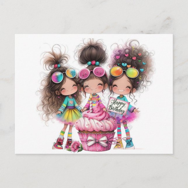 Carte Postale Heureux voeux d'anniversaire (Devant)