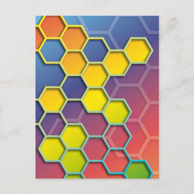 Carte Postale hexagone graphique couleur (Devant)