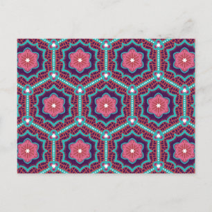 Carte Postale Hexagons en fleurs de cerisier - courtepointe fleu