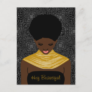 Carte Postale Hey belle femme noire avec un collier tribal