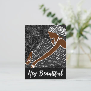 Carte Postale Hey belle femme noire dans un enveloppement de têt