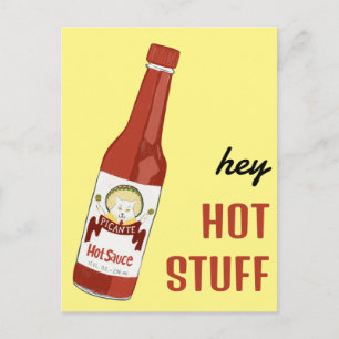 Carte Postale HEY HOT STUFF Sauce piquante Chat Maracas Amour