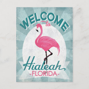 Carte Postale Hialeah Florida Flamant rose rose Retro
