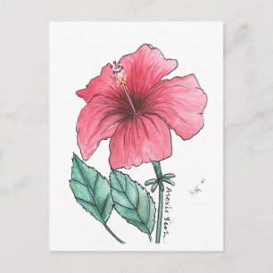 carte postale hibiscus