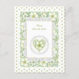 Carte Postale Hibiscus & dentelle BLANC