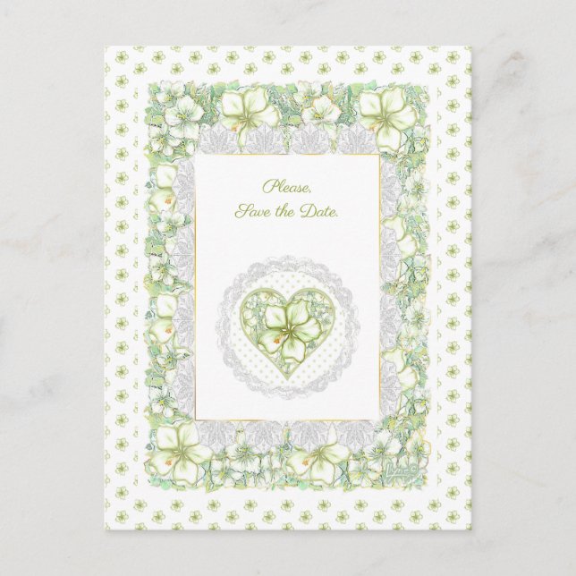 Carte Postale Hibiscus & dentelle BLANC (Devant)