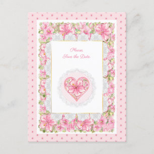 Carte Postale Hibiscus & dentelle PINK