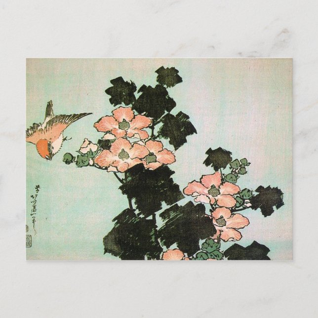 Carte Postale Hibiscus et Bruant (Devant)