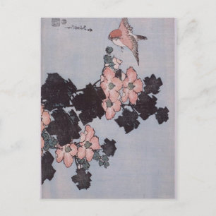 Carte Postale Hibiscus et Bruant par Katsushika Hokusai
