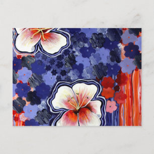 Carte Postale Hibiscus Floral Abstrait Hawaïen