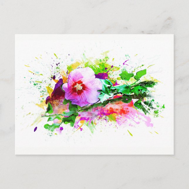 Carte Postale Hibiscus, Hibiskus Flower - Aquarelle (Devant)