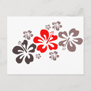 Carte Postale Hibiscus rouge et gris