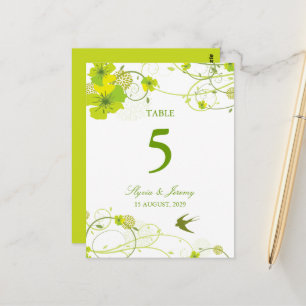 Carte Postale Hibiscus vert Mariage floral et hirondelle