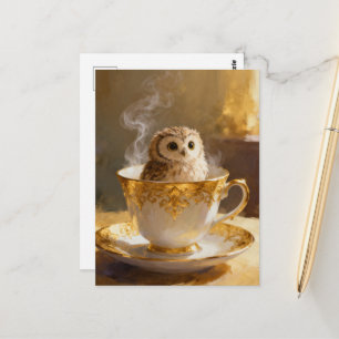 Carte Postale Hibou dans une tasse à thé