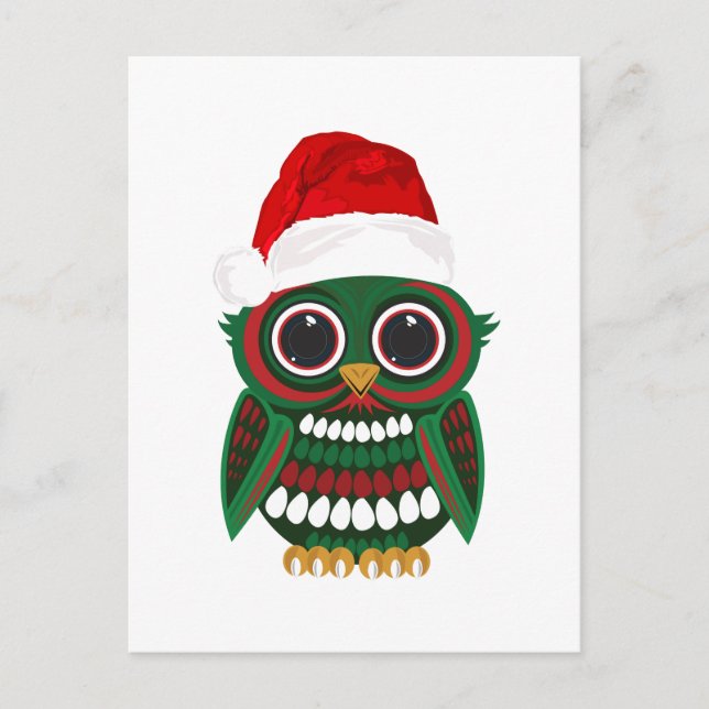 Carte Postale Hibou de Noël (Devant)