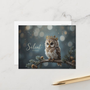 Carte Postale Hibou de Noël silencieux Noël Mignon Animal d'hive