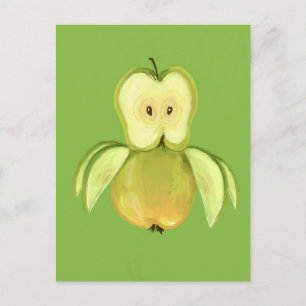 Carte Postale hibou de pomme