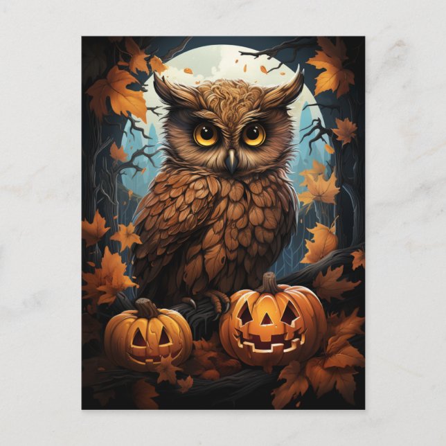 Carte Postale Hibou d'Halloween (Devant)
