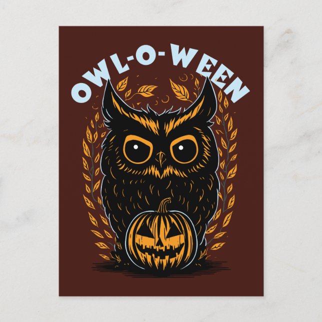 Carte Postale Hibou d'Halloween (Devant)