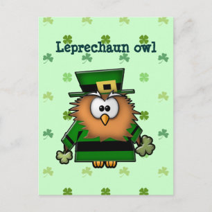 Carte Postale hibou leprechaun