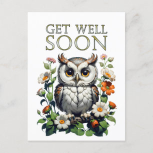 Carte Postale hibou prompt rétablissement