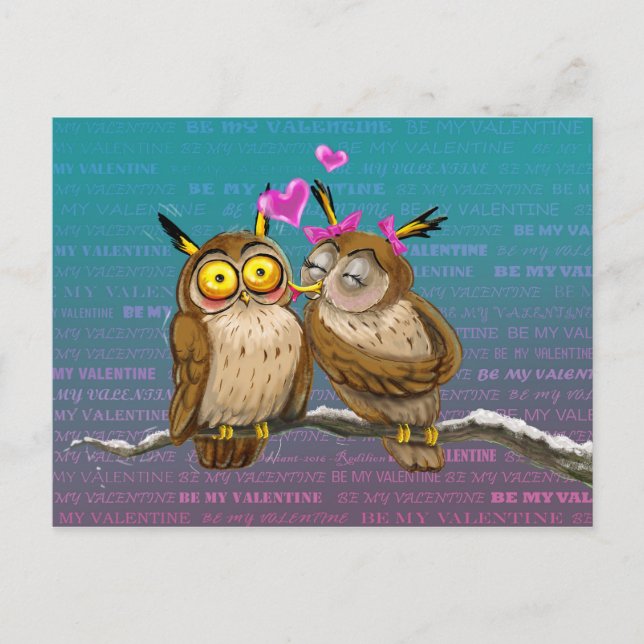 Carte Postale Hiboux Kiss (Devant)