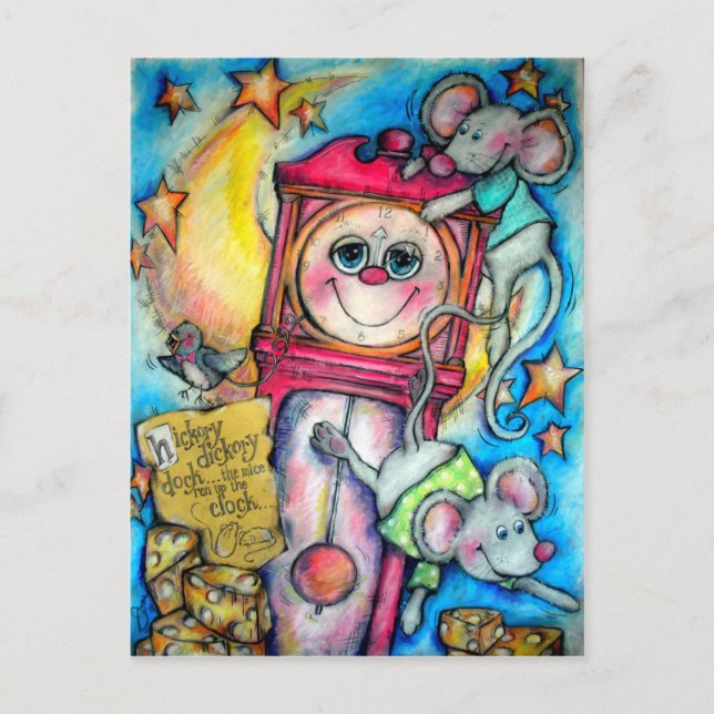 Carte Postale Hickory Dickory Dock Nursery Temps de rime (Devant)
