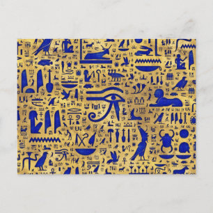 Carte Postale Hiéroglyphe égyptien Lapis Lazuli et Gold