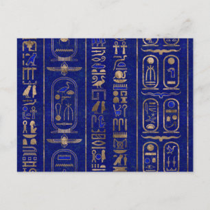 Carte Postale Hiéroglyphes égyptiens motif Gold Lapis Lazuli