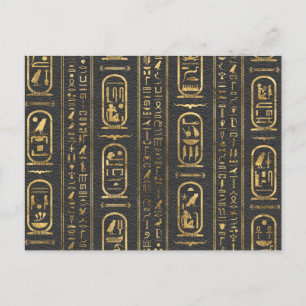 Carte Postale Hiéroglyphes égyptiens Or en cuir