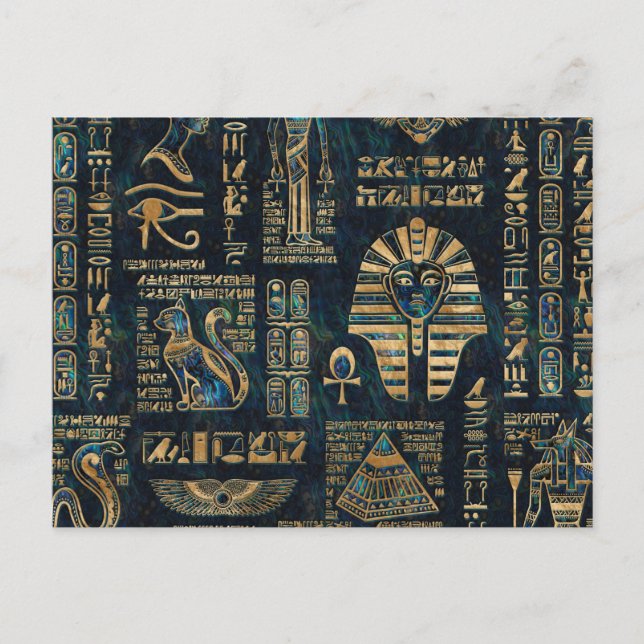 Carte Postale Hiéroglyphes et divinités égyptiennes -Abalone et  (Devant)