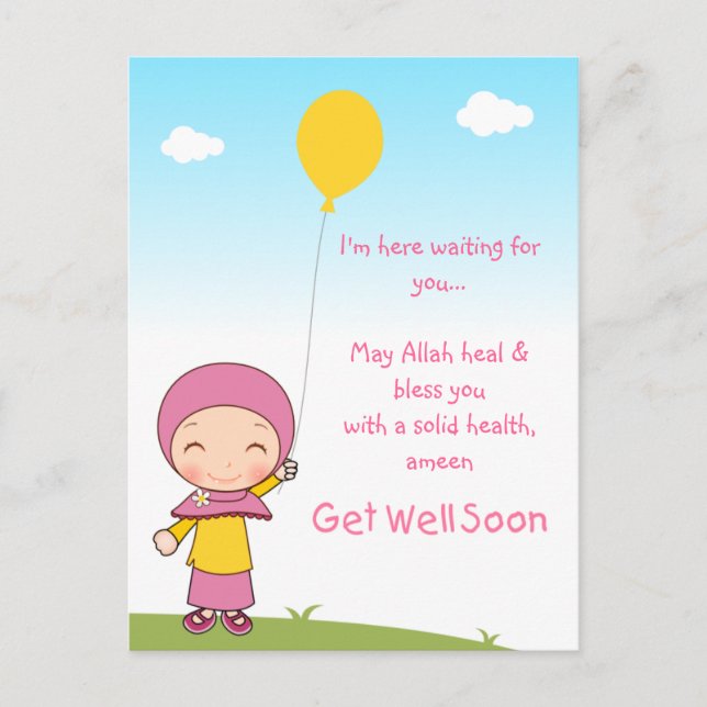 Carte Postale Hijab Girl Get Well Postcard (Devant)