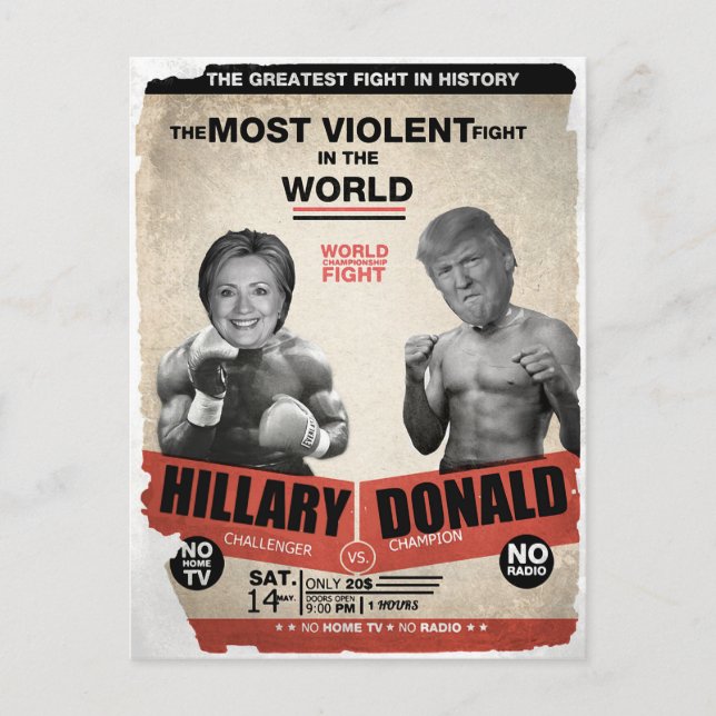 Carte Postale Hillary Clinton contre Donald Trump (Devant)