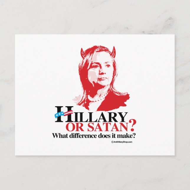 Carte Postale Hillary ou Satan - quelle différence (Devant)