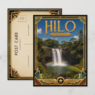 Carte Postale Hilo Hawaii Art Déco Vintage Âge d'Or