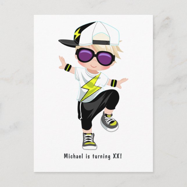 Carte Postale Hip Hop Rap Boy Break Dancer Anniversaire (Devant)