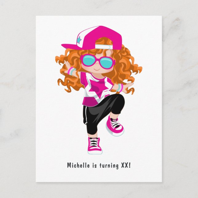 Carte Postale Hip hop Rap Girl Break Dancer Anniversaire (Devant)