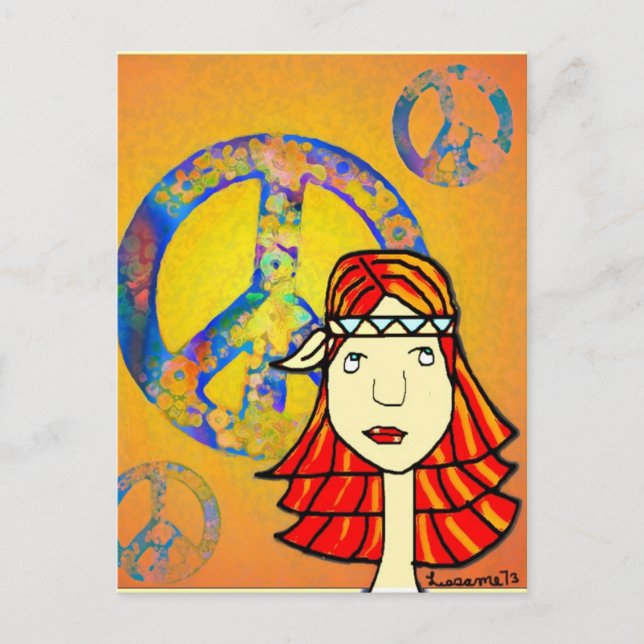 carte postale hippie de paix (Devant)