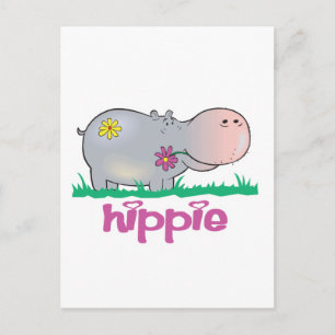 Carte Postale hippie hippopotame