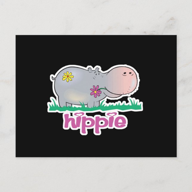 Carte Postale hippie hippopotame (Devant)